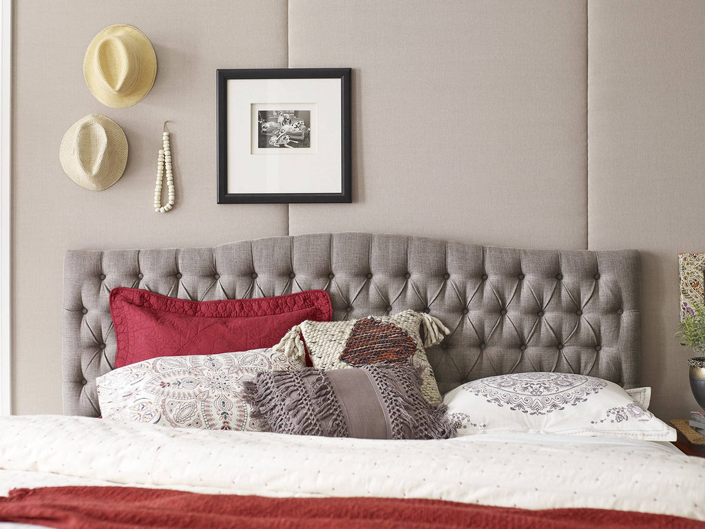Tufted Panel Headboard, Brown, Queen J5789