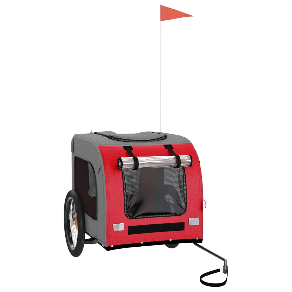 Red and Gray Bike Trailer Oxford Fabric Iron O580