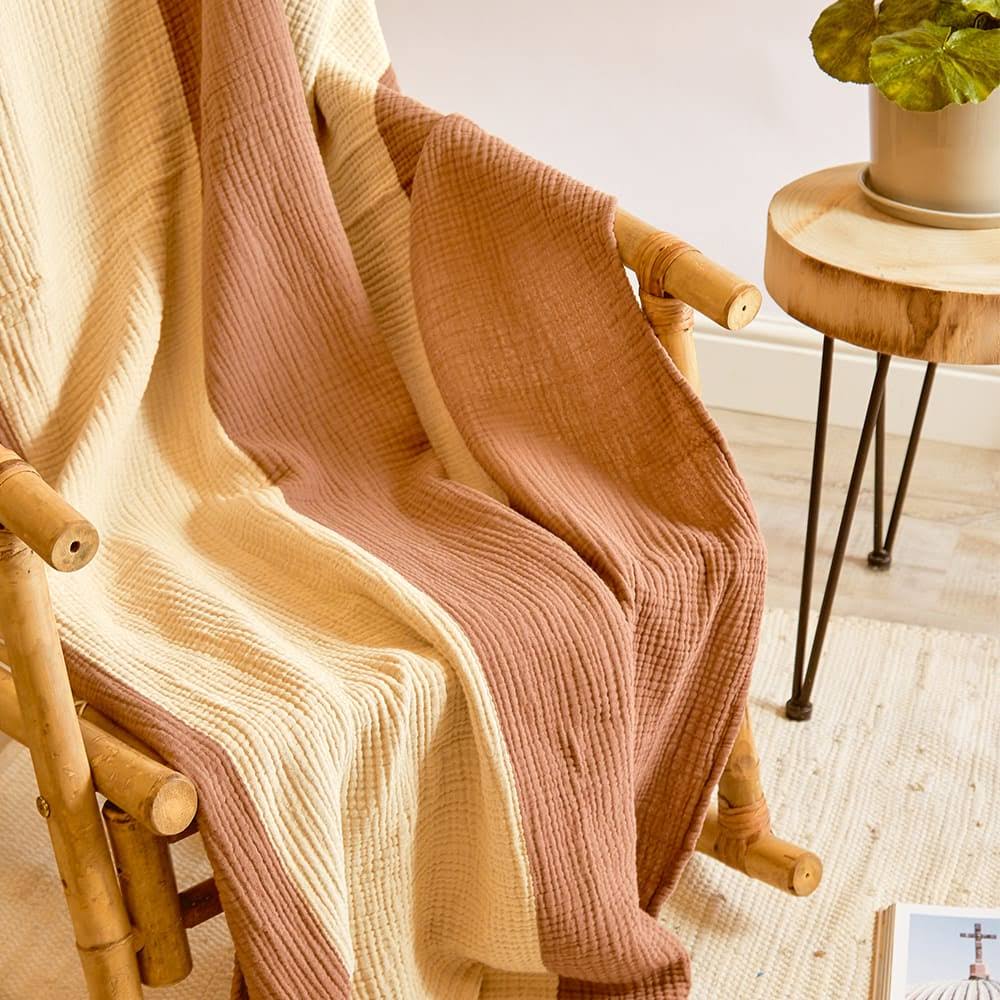 Cappuccino Crinkle Stripe Plaid 210 x 150 cm Q43371