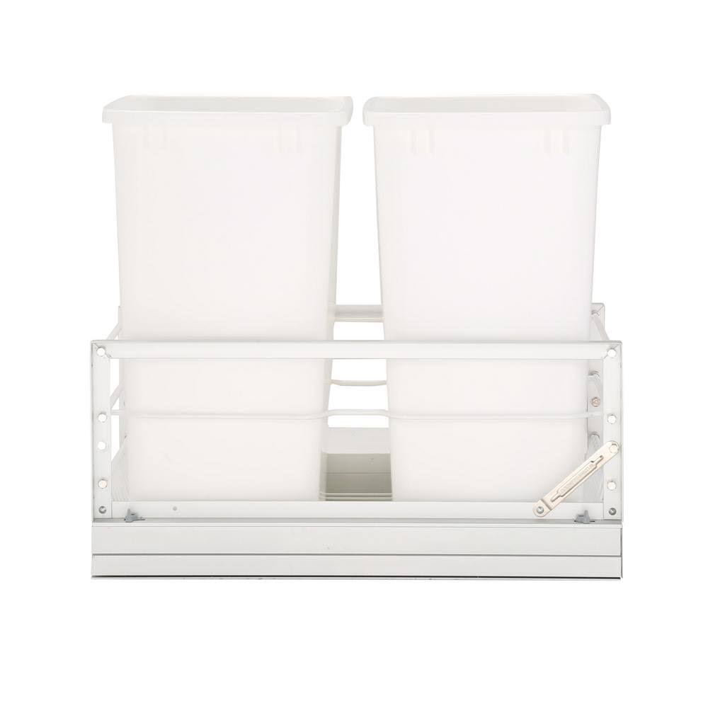White Double 35-Quart Pull Out Waste Containers O70498