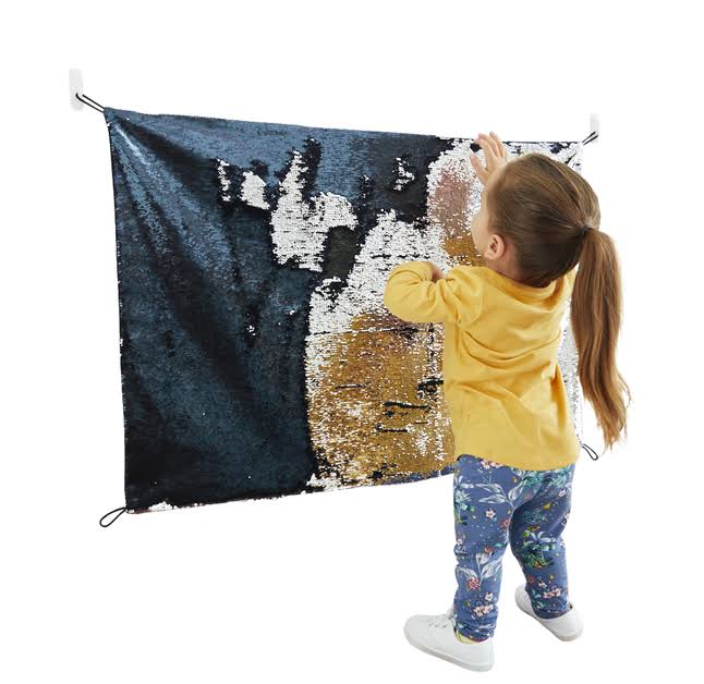 Sensory Sequin Panel, 24 x 36 Inches, Blue/Silver S266