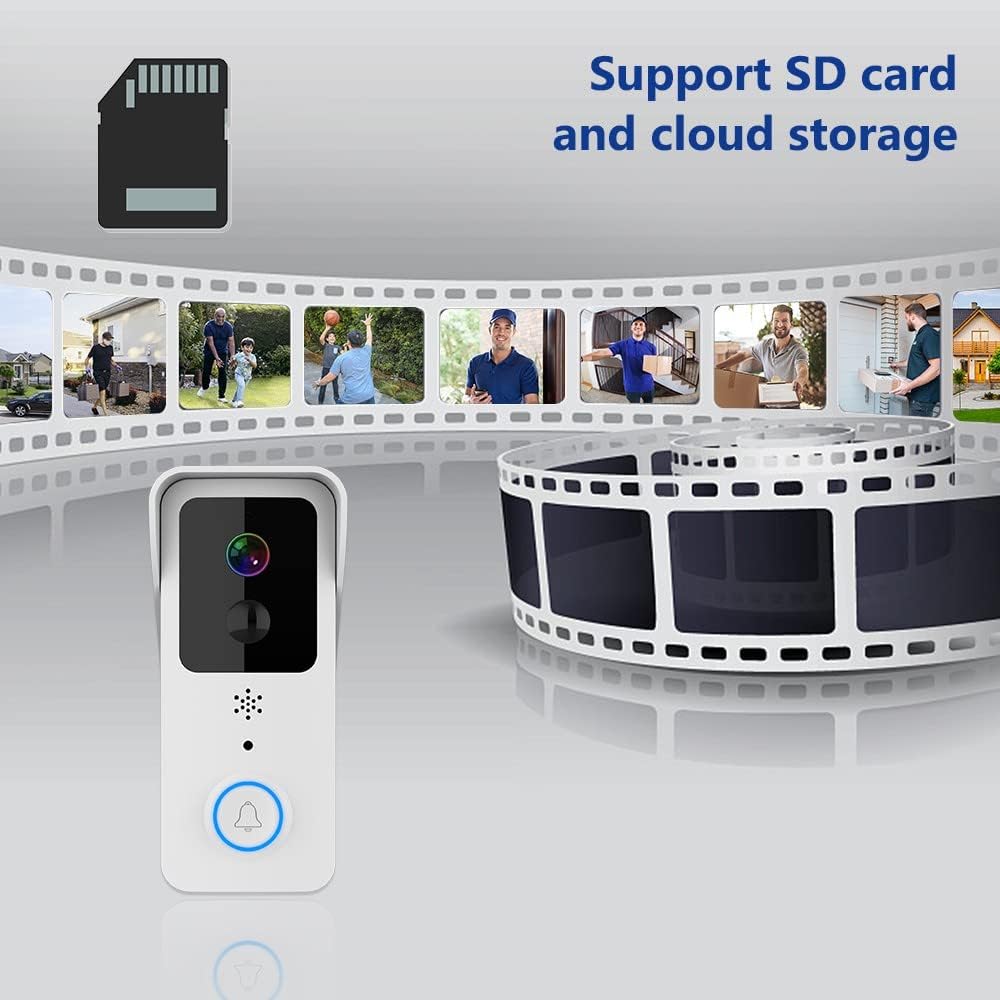 Wireless Video Doorbell Camera 1080p HD, 32GB SD Card, 2.4/5 GHz WiFi, 2-Way Audio, Pack of 2 H3494