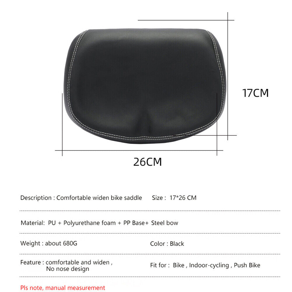 Black Noseless Bicycle Seat Cushion with PU Pad W535760