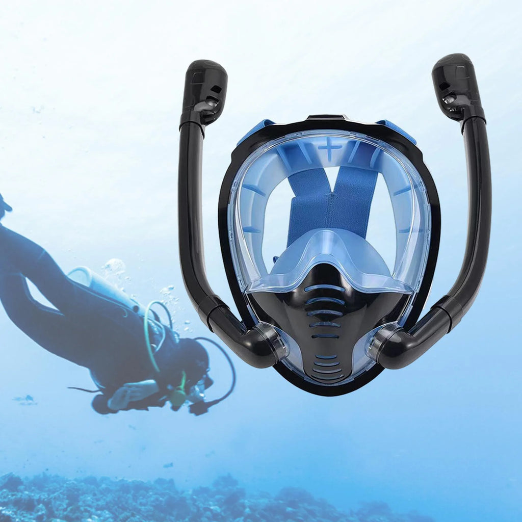 Blue Double Tube Snorkeling Goggles with Camera Mount L996680