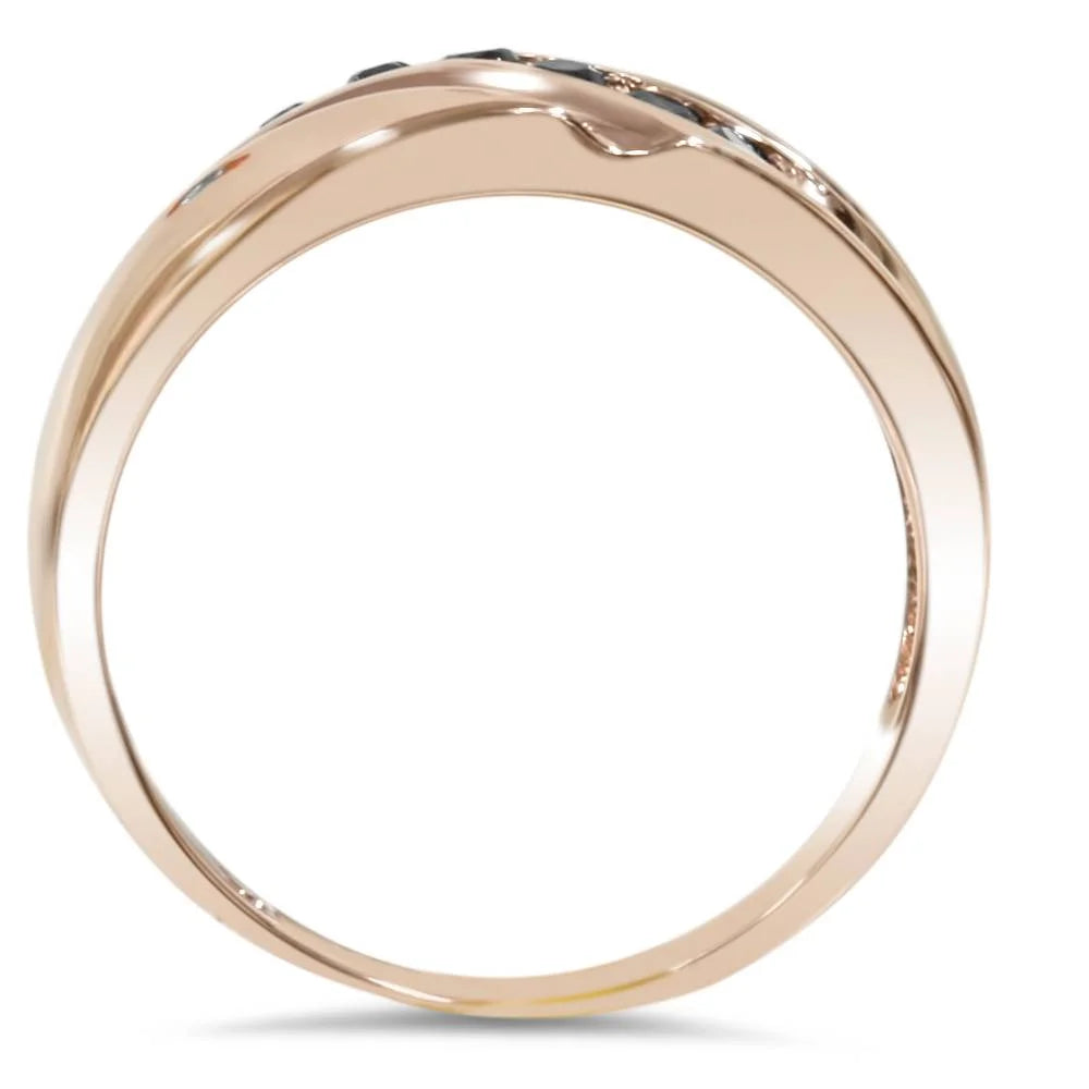 14K Rose Gold Black Diamond Wedding Ring C549