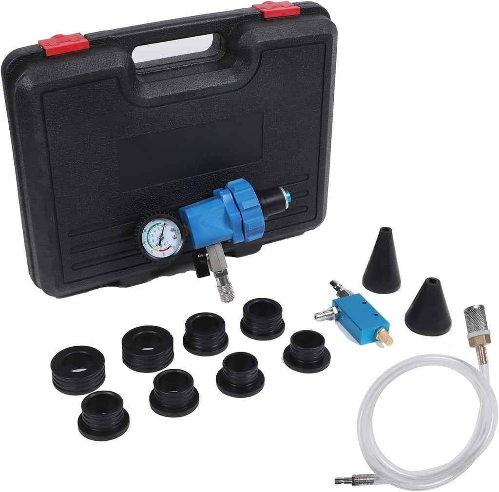 Universal Coolant Vacuum Refill Kit with Dual Scale Pressure Gauge, 2PCS Rubber Plug and 8PCS Rubber Adapters C30267