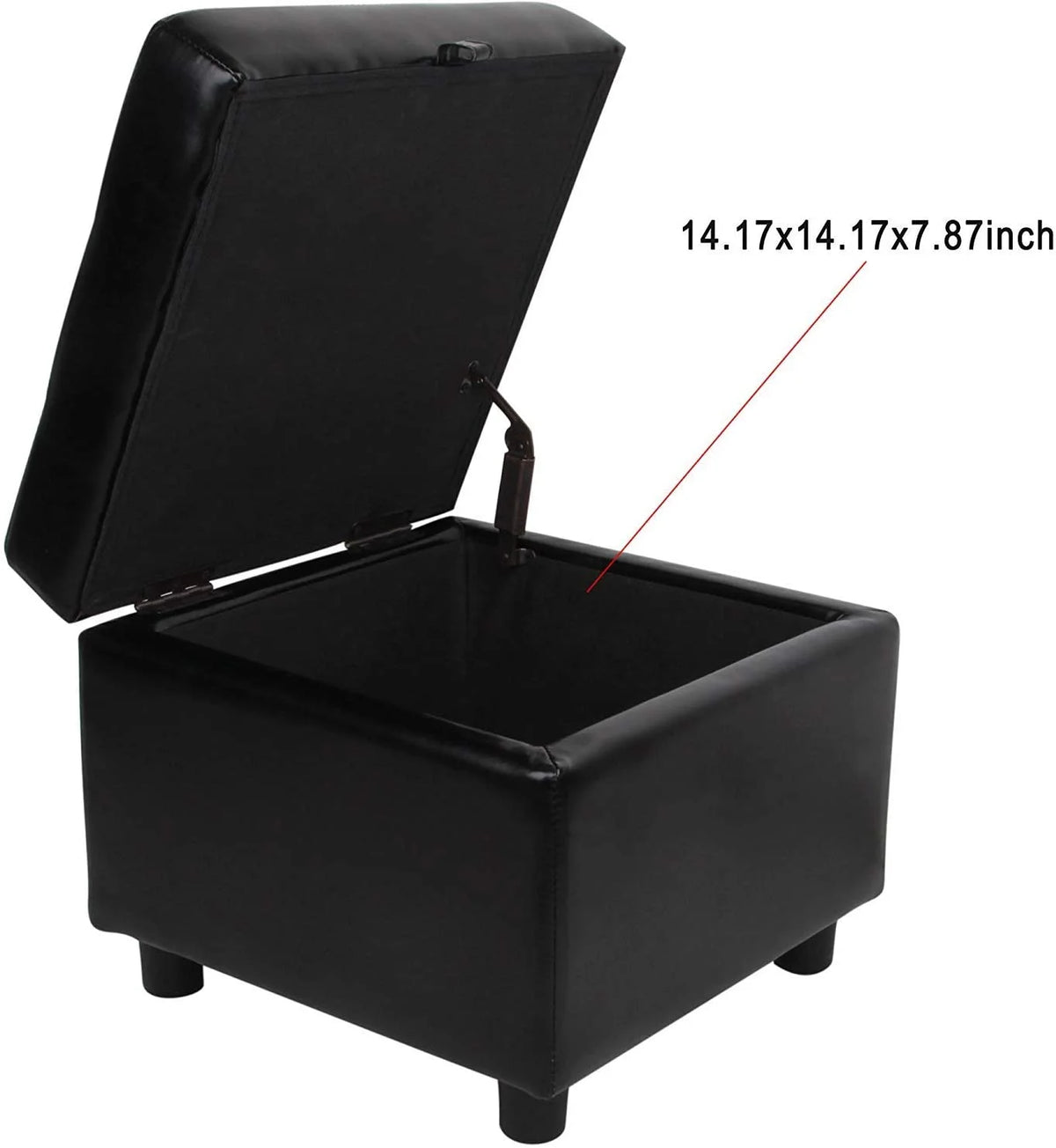 Black Tufted Leather Storage Ottoman Cube Foot Rest H86762