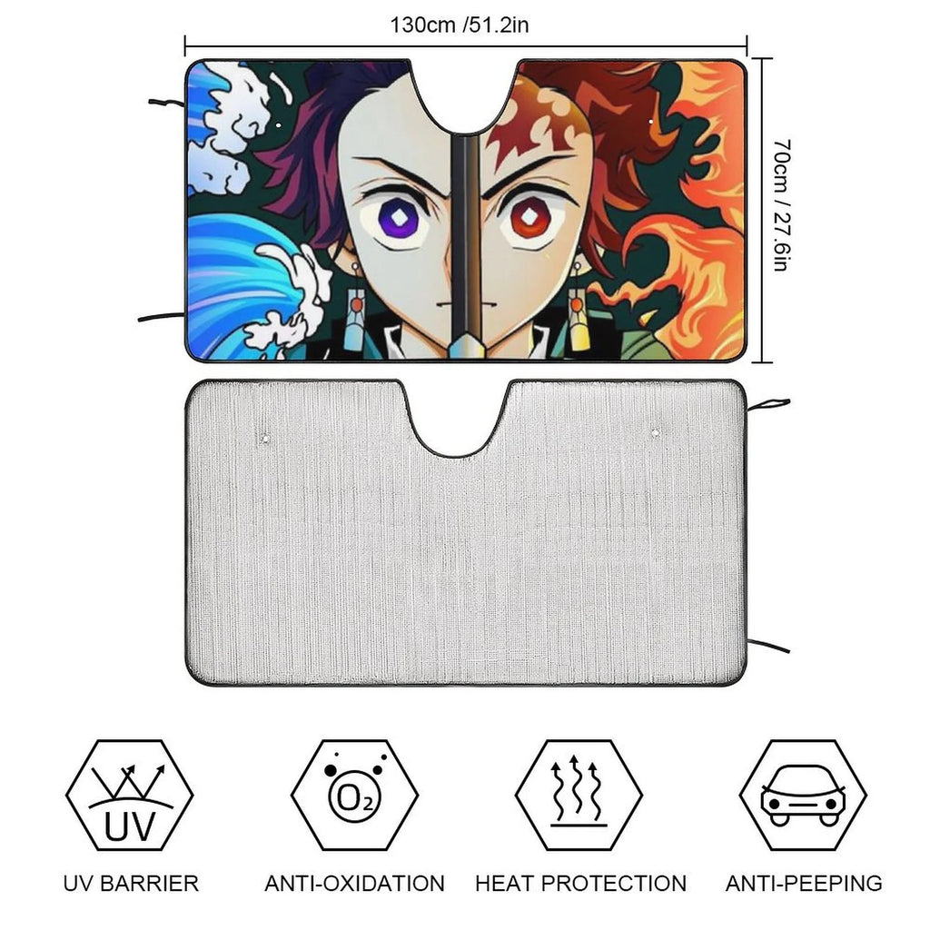 Demon Slayer Anime Car Windshield Sunshade Foldable Reflective Sun Visor E539