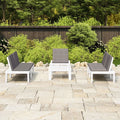 4 Piece Patio Lounge Set with Anthracite Cushions, 2 Benches, Chair and Table White Outdoor Sectional Sofa Set Z19624