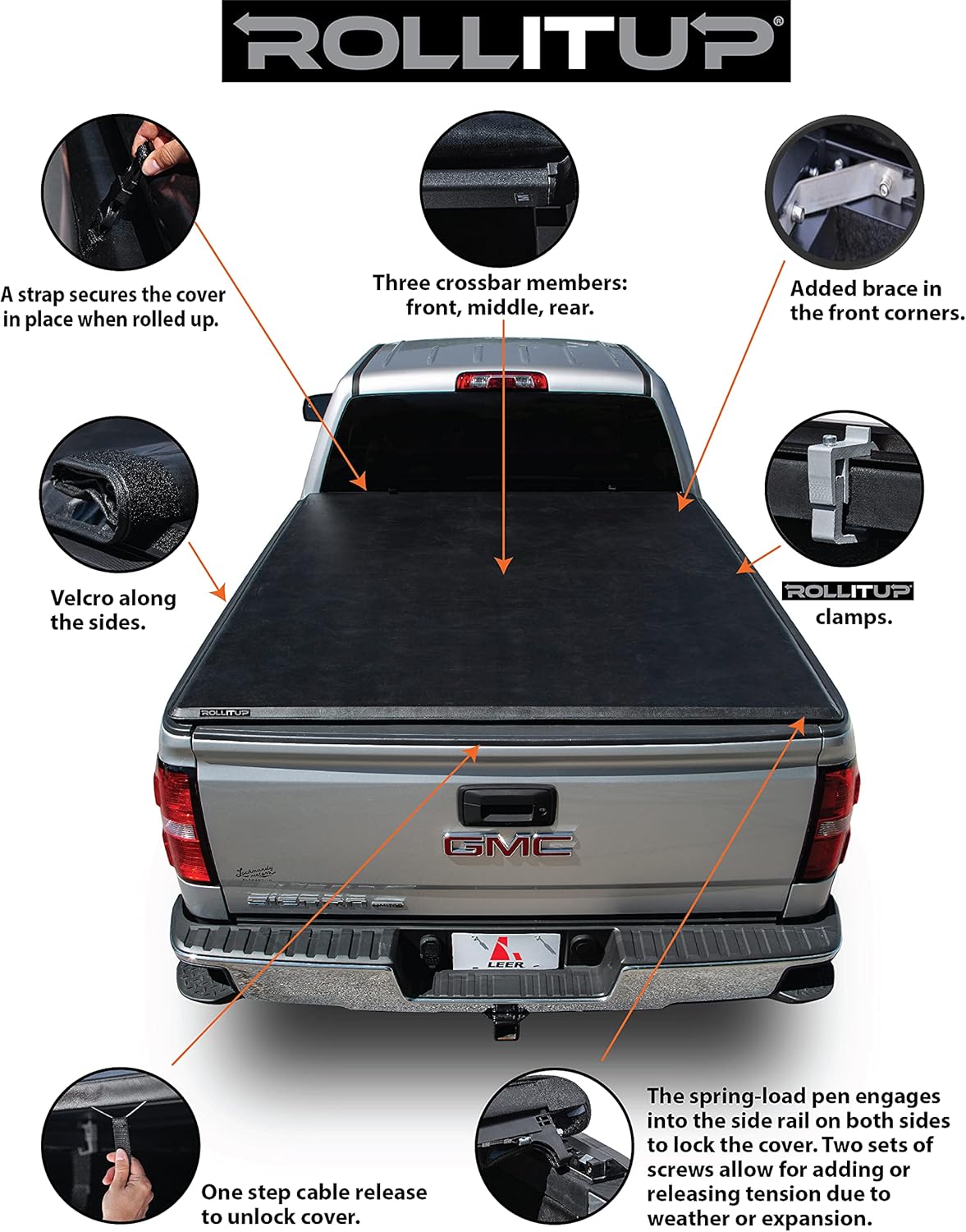 Soft Roll Up Truck Bed Tonneau Cover W342