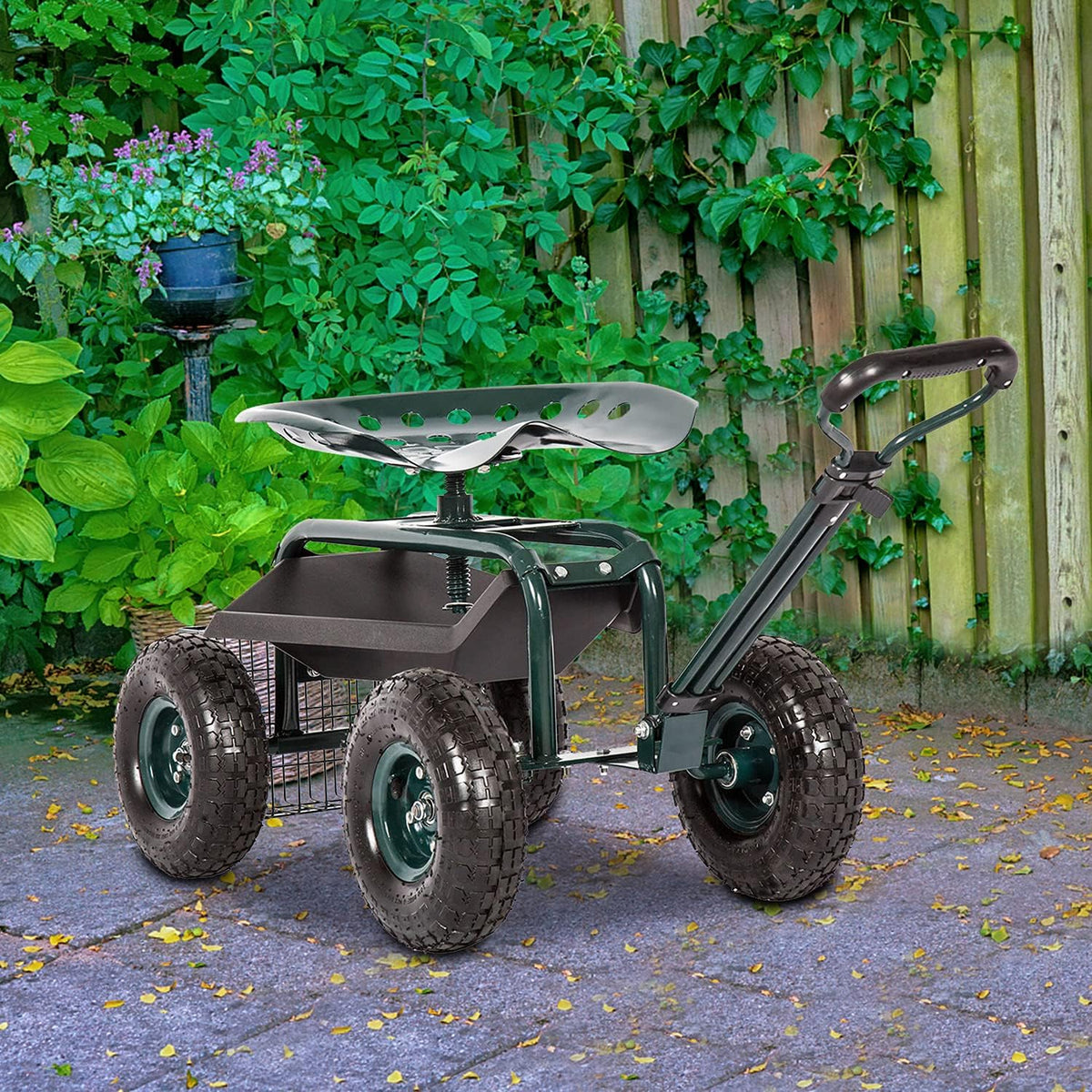Heavy Duty Rolling Garden Cart Wagon with Extendable Handle X402