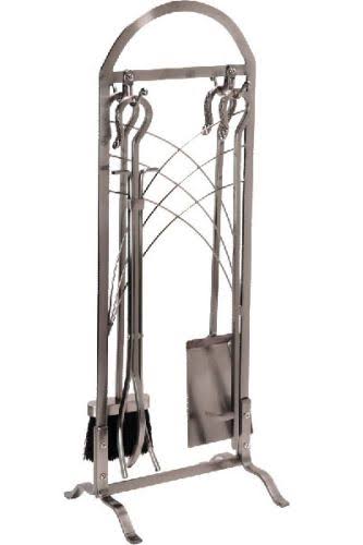 Chimney Satin Nickel 5 Piece Fireset - 30.75 inch T1310