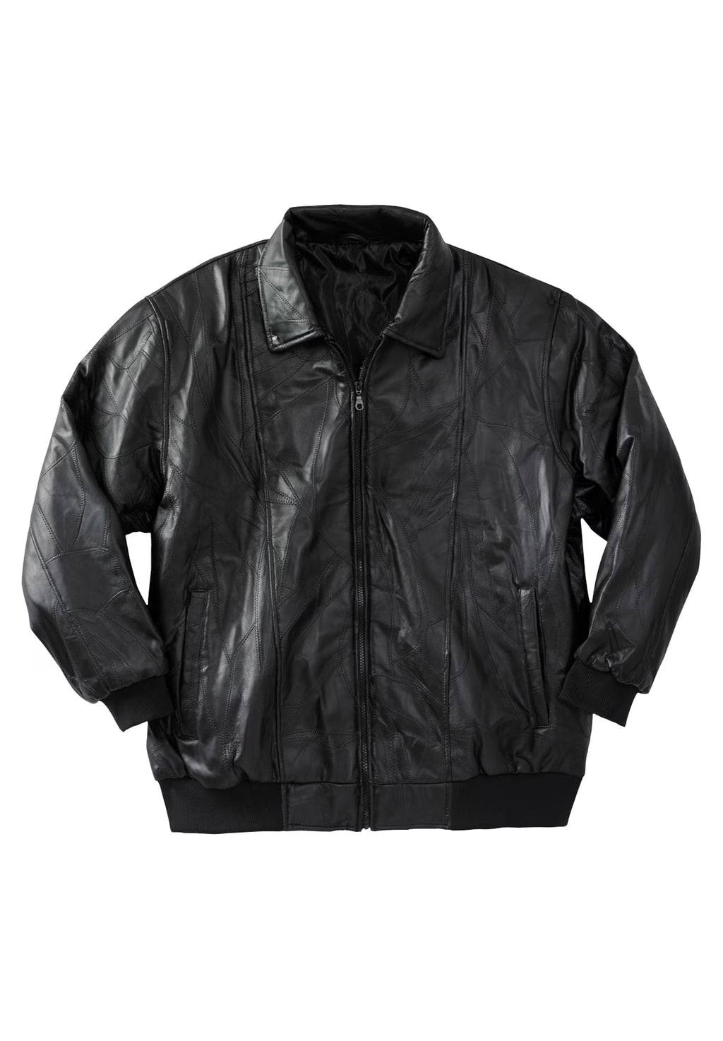 Embossed Leather Bomber Jacket Q38586