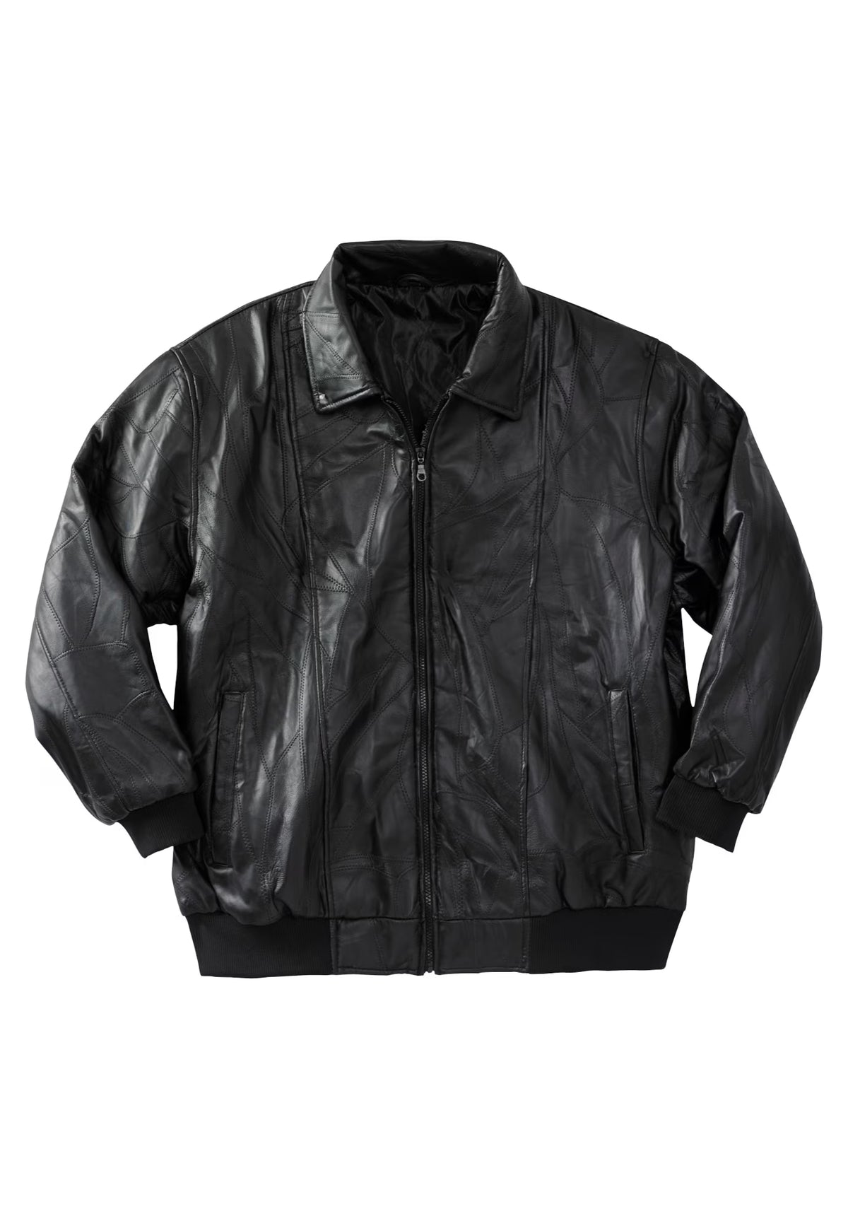 Embossed Leather Bomber Jacket Q38586