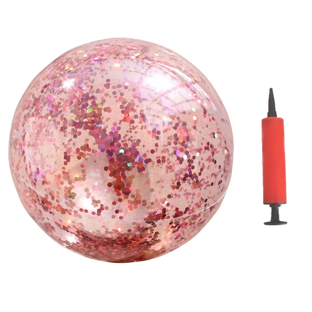 2pcs Glitter Sequin Beach Balls Inflatable PVC Ball Toys with Pumps R769426