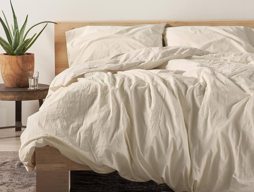 Organic Crinkled Percale Duvet Cover King Pewter E980