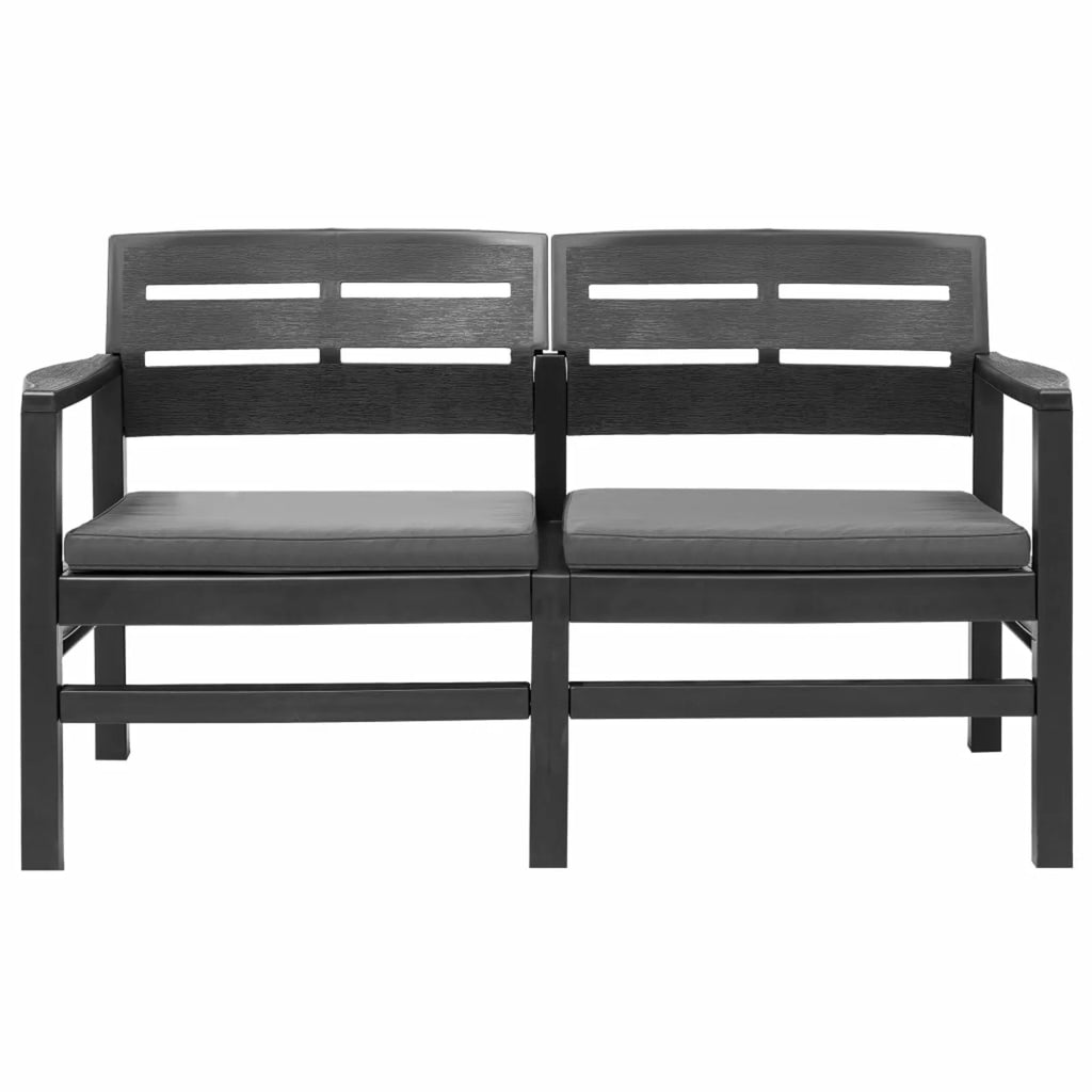 4 Piece Patio Lounge Set with Cushions, 2 Armchairs and Coffee Table Plastic Outdoor Sectional Sofa Set W77369