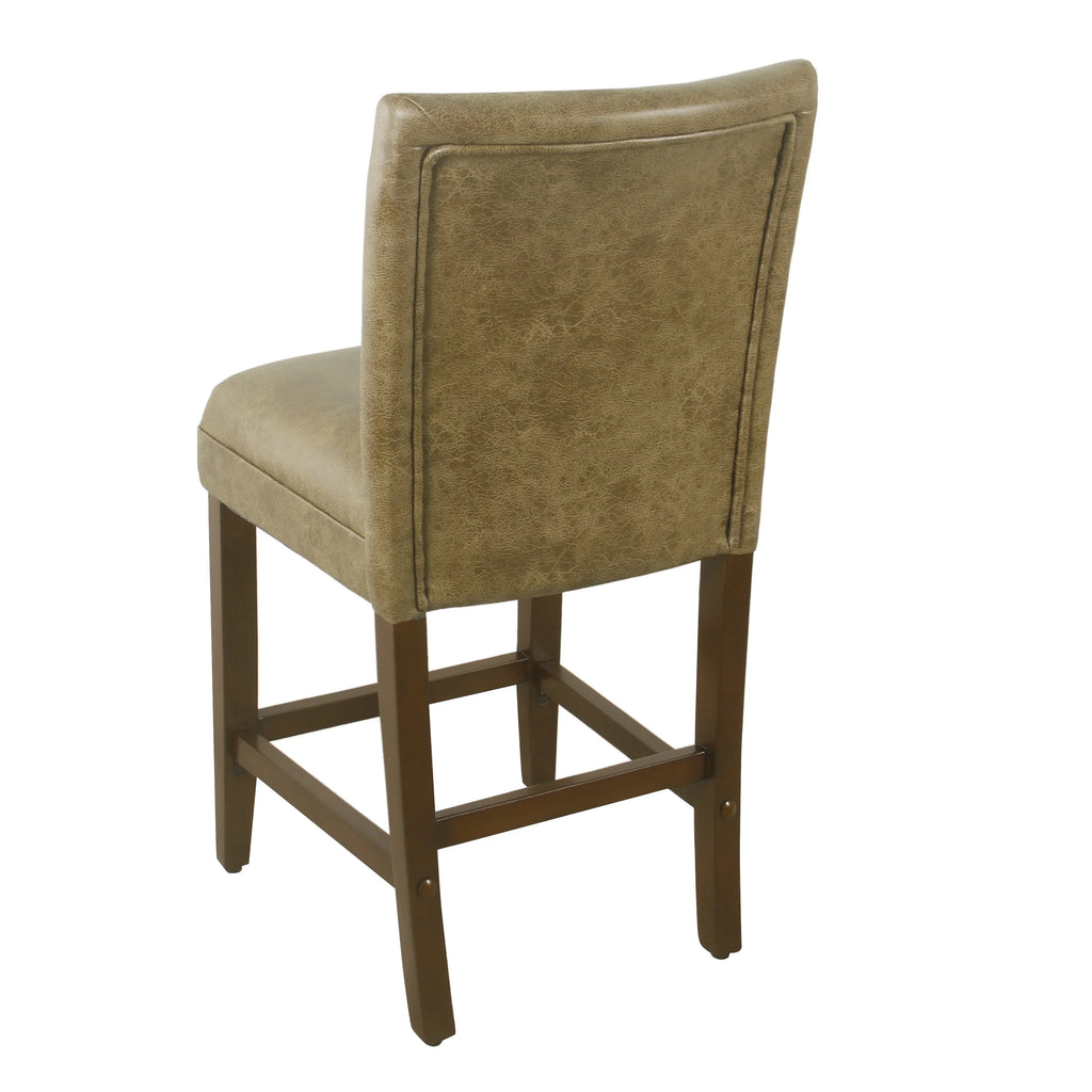 Distressed Brown Faux Leather Barstool M3642