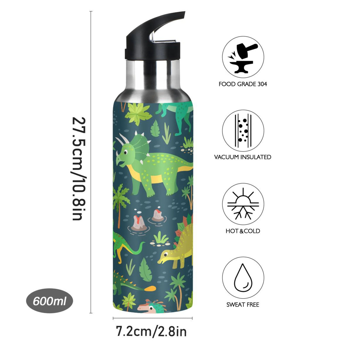 Stainless Steel Insulated Thermos Vacuum Flask Water Bottle with Straw Lid E904
