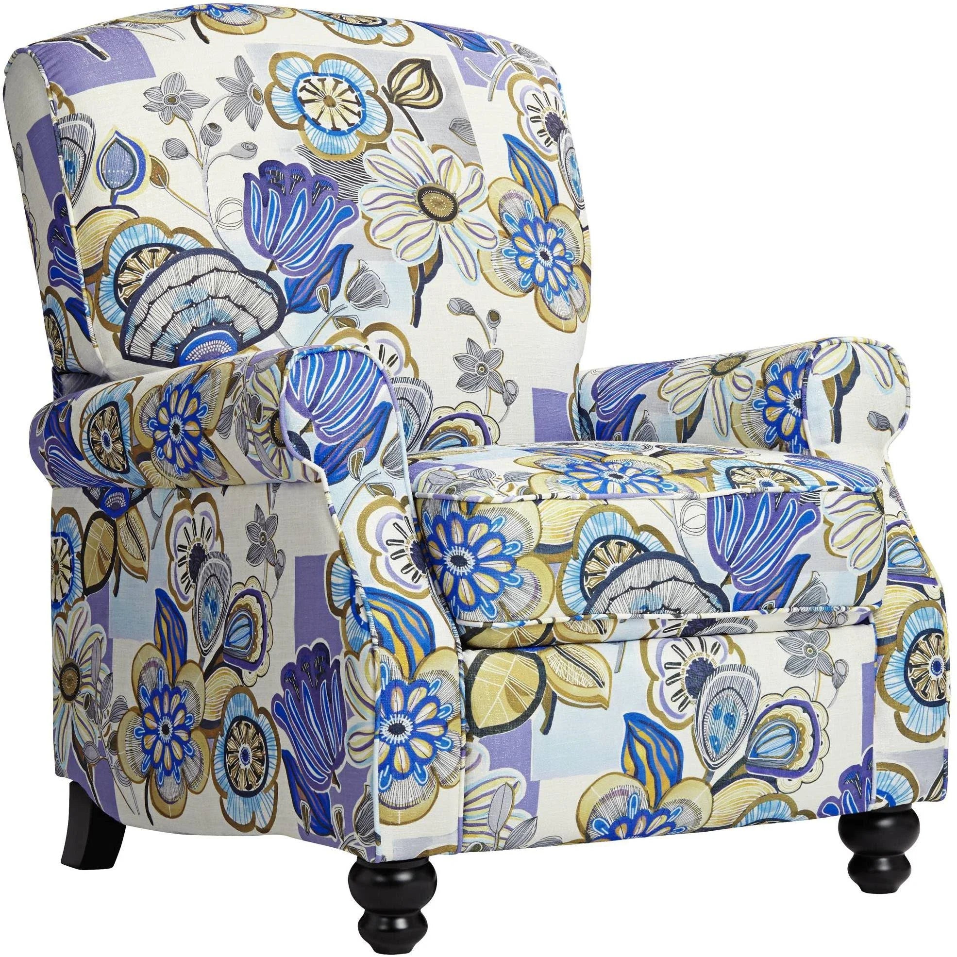 Indigo Floral Push Back Recliner Chair M9414