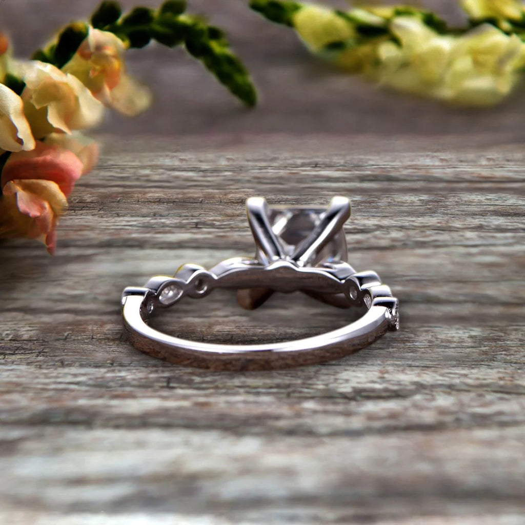 Princess Cut Moissanite Engagement Ring on 10K White Gold N134092