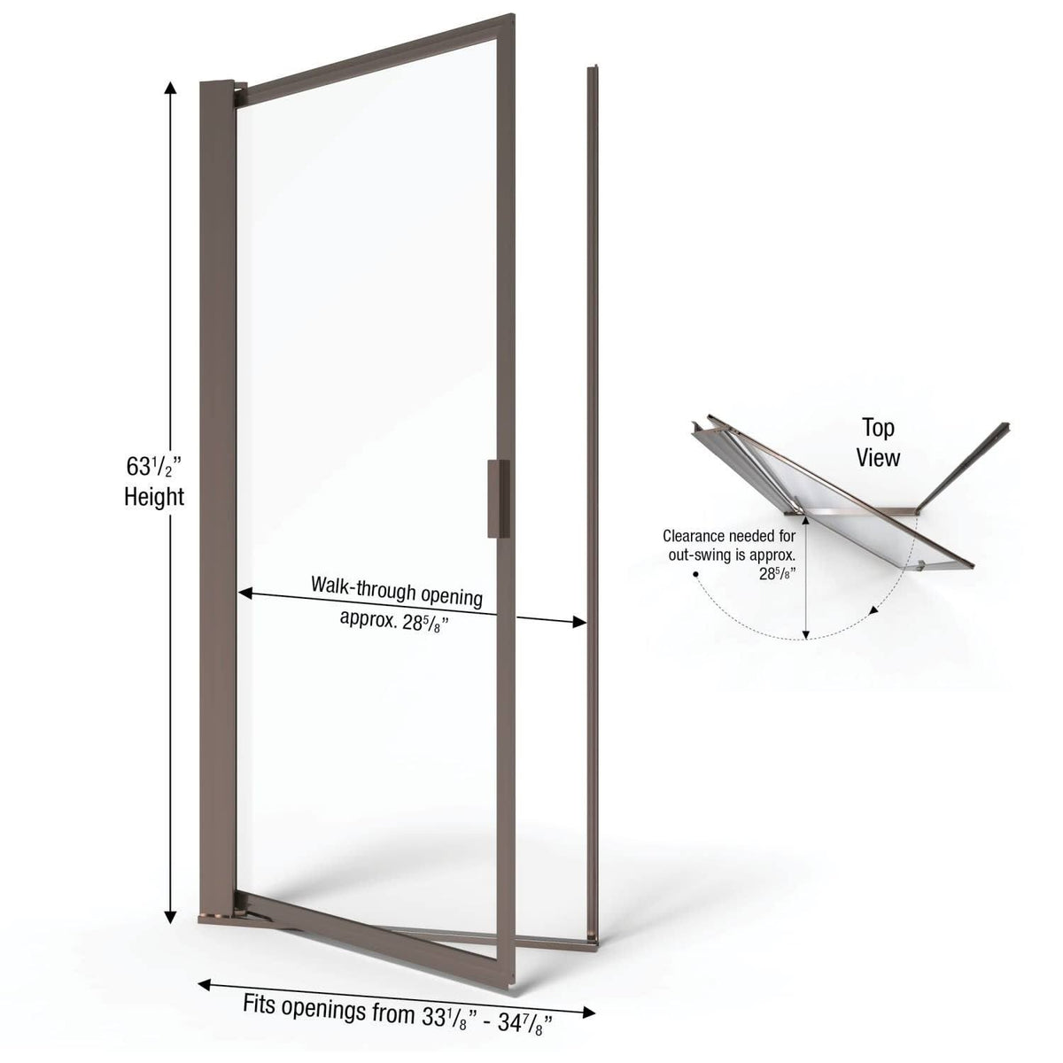 Pivot Framed Shower Door with Silver C474