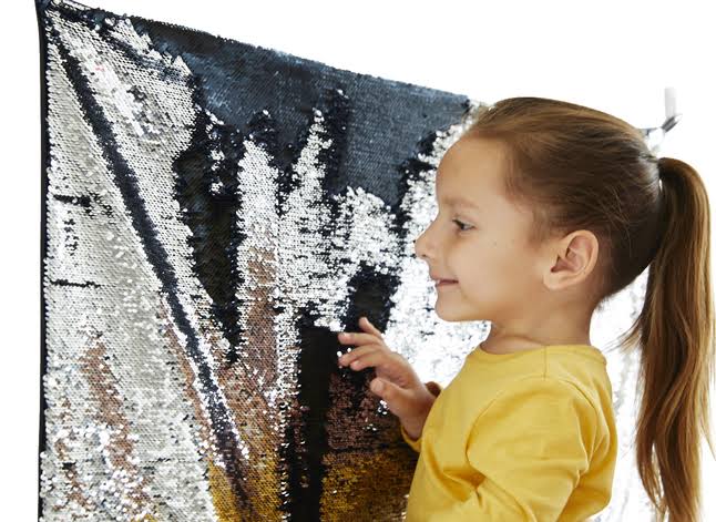 Sensory Sequin Panel, 24 x 36 Inches, Blue/Silver S266