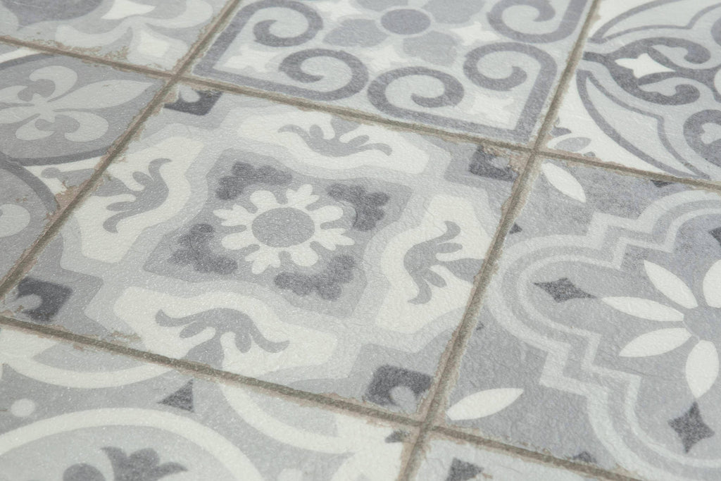 White Sand Stone Look Low-Gloss Finish Sheet Vinyl D4414