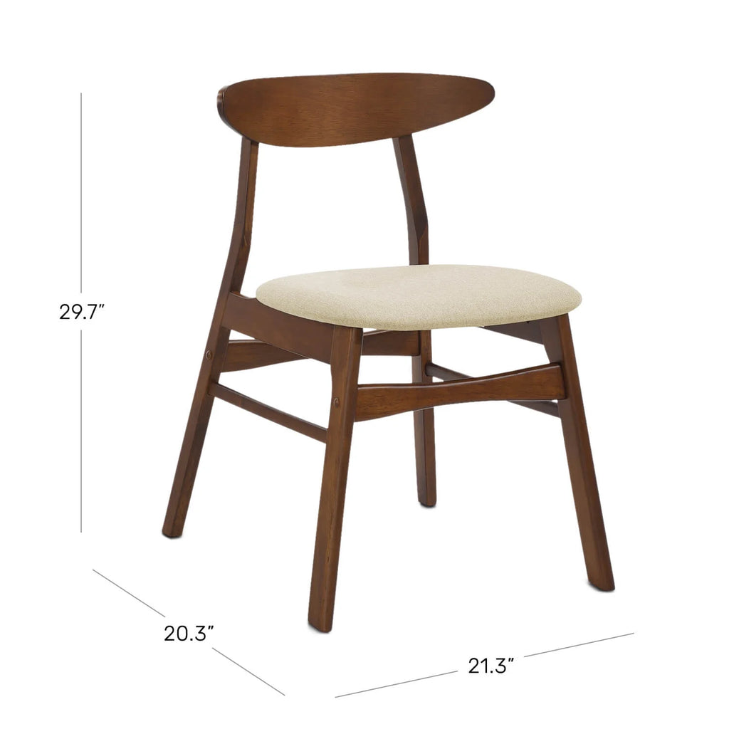 Beige Solid Wood Upholstered Dining Side Chair Set of 2 M17764