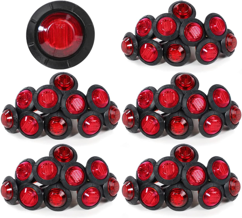 3/4 Inch Amber 3 LED Round Side Marker Indicator Lights (Pack of 50) W969245