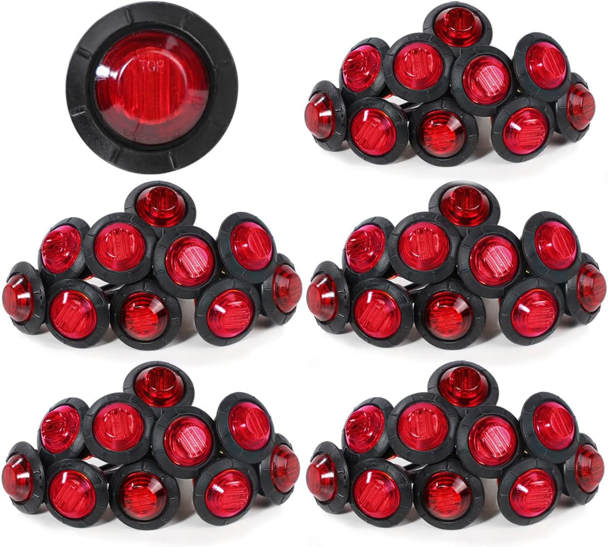 3/4 Inch Amber 3 LED Round Side Marker Indicator Lights (Pack of 50) W969245