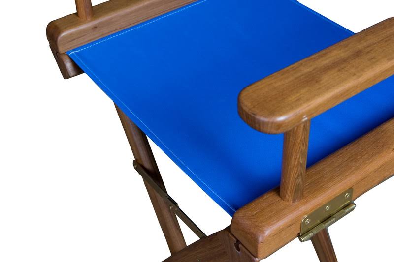 Teak Captain's Chair with Blue Seat Covers L832142
