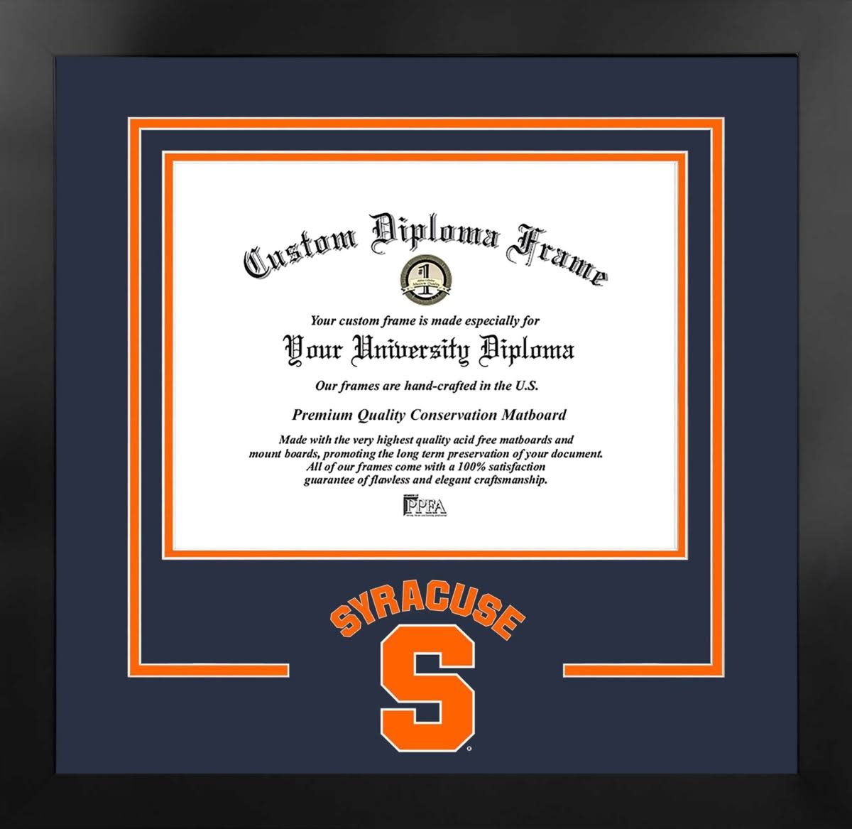 14 x 11 in. Syracuse Orange Diploma Black Frame U3358