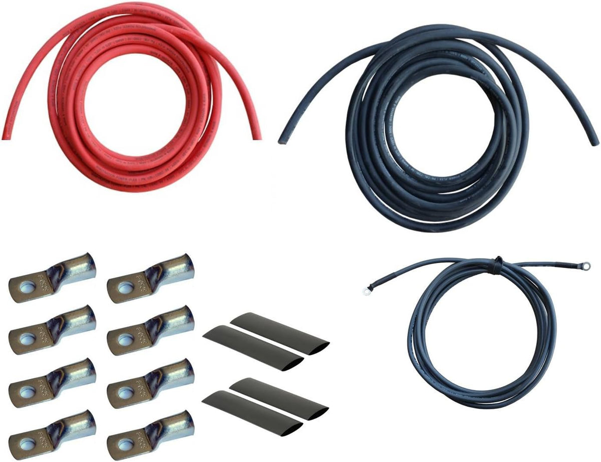 1/0 Gauge AWG 3 Feet Black + 3 Feet Red Power Inverter Battery Cable Wire Kit M781005