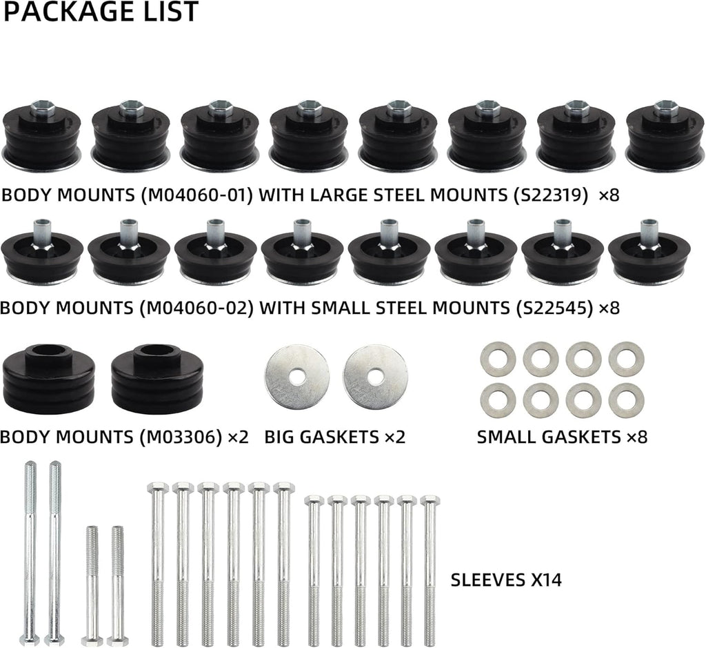 Cab Body Mount Bushing Kit Compatible With 2008-2016 Ford F-250 F-350 Super Duty Z622103