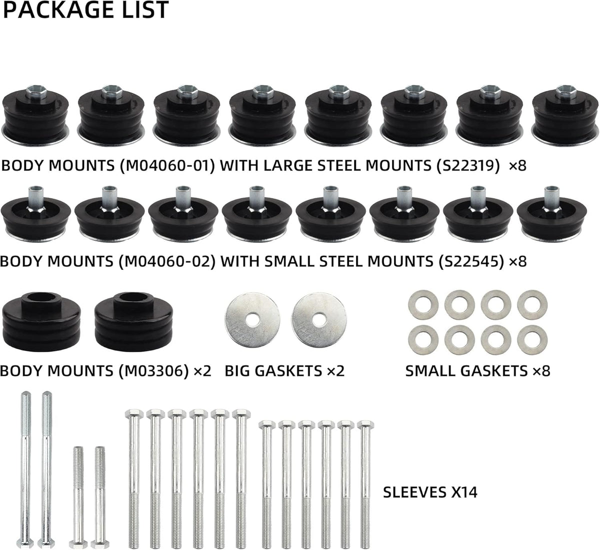 Cab Body Mount Bushing Kit Compatible With 2008-2016 Ford F-250 F-350 Super Duty Z622103