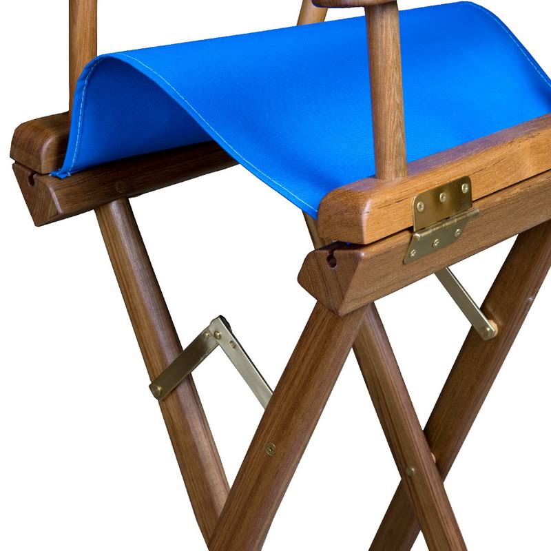 Teak Captain's Chair with Blue Seat Covers L832142