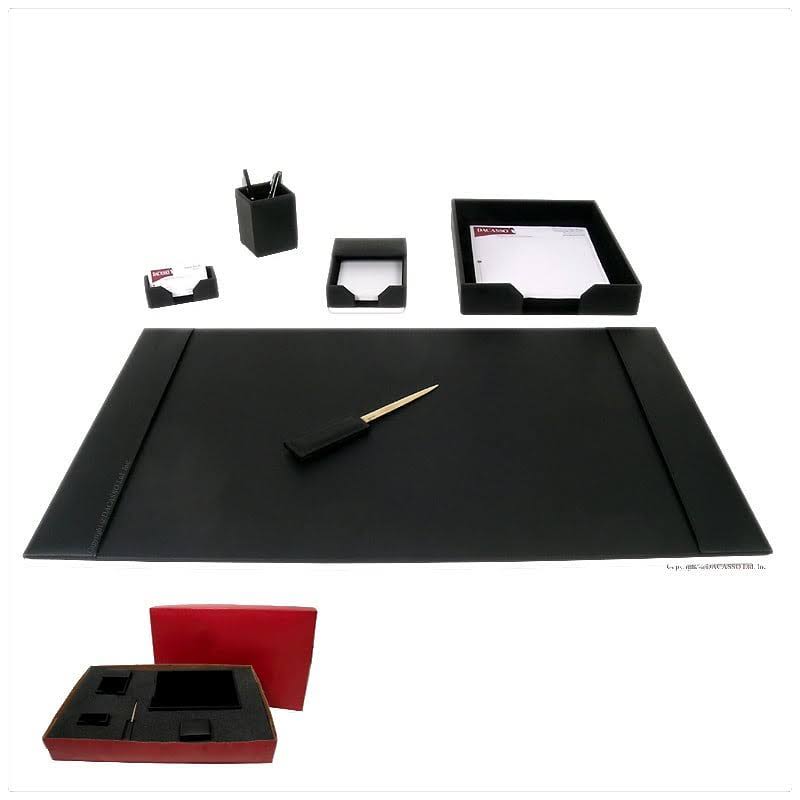 Black Leather 6 Piece Desk Set C793