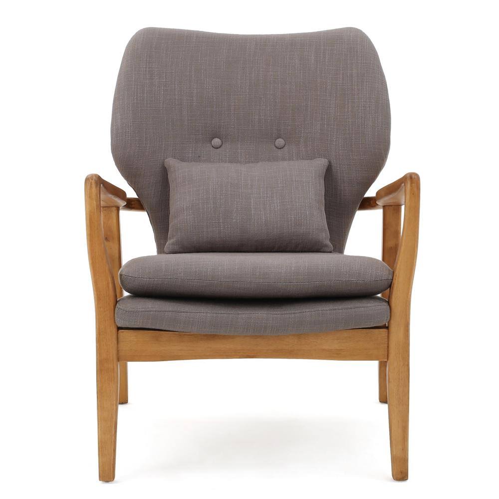 Gray Fabric Club Chair with Wooden Frame J366