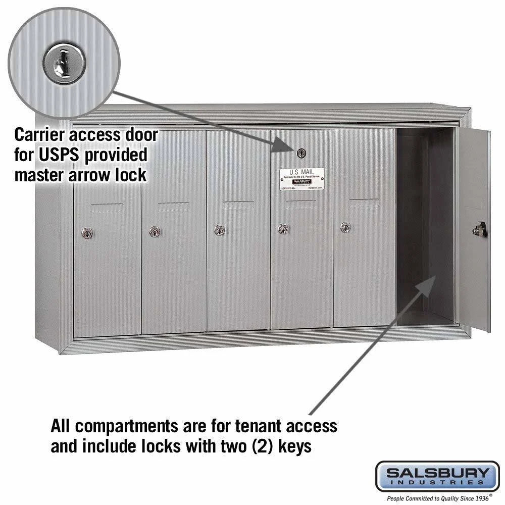 6 Doors Aluminum Vertical Mailbox K296