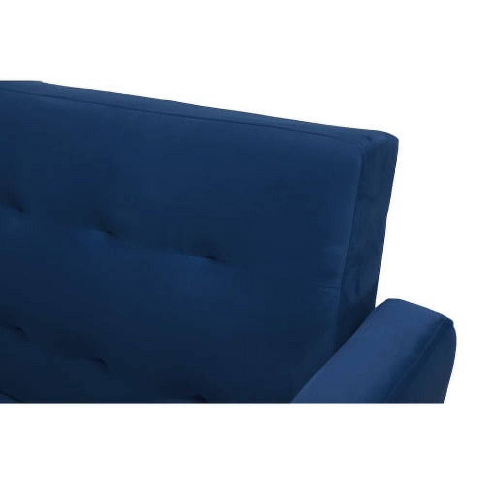 Blue Velvet Tufted Futon Sofa with 2 Pillows K826