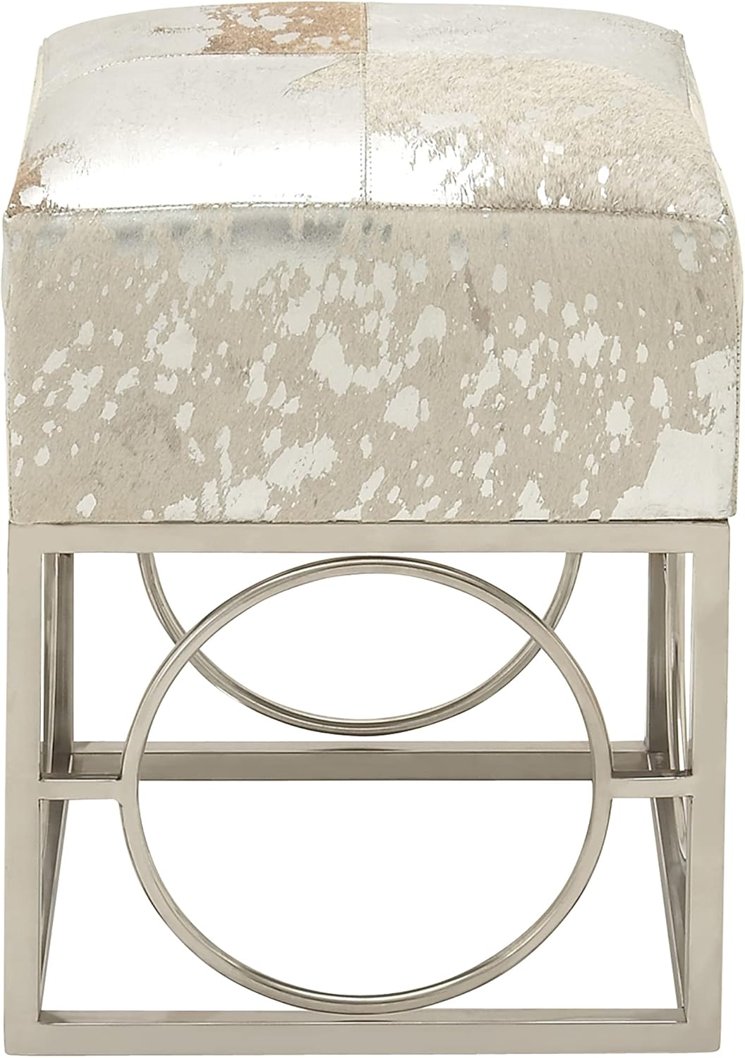 Silver Leather Stool D11997