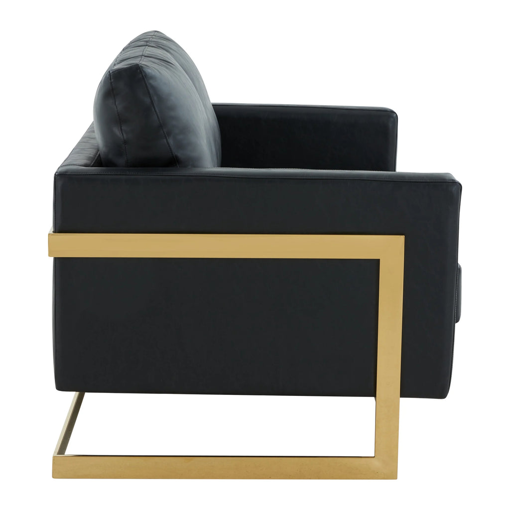 Black Leather Upholstered Loveseat A3363