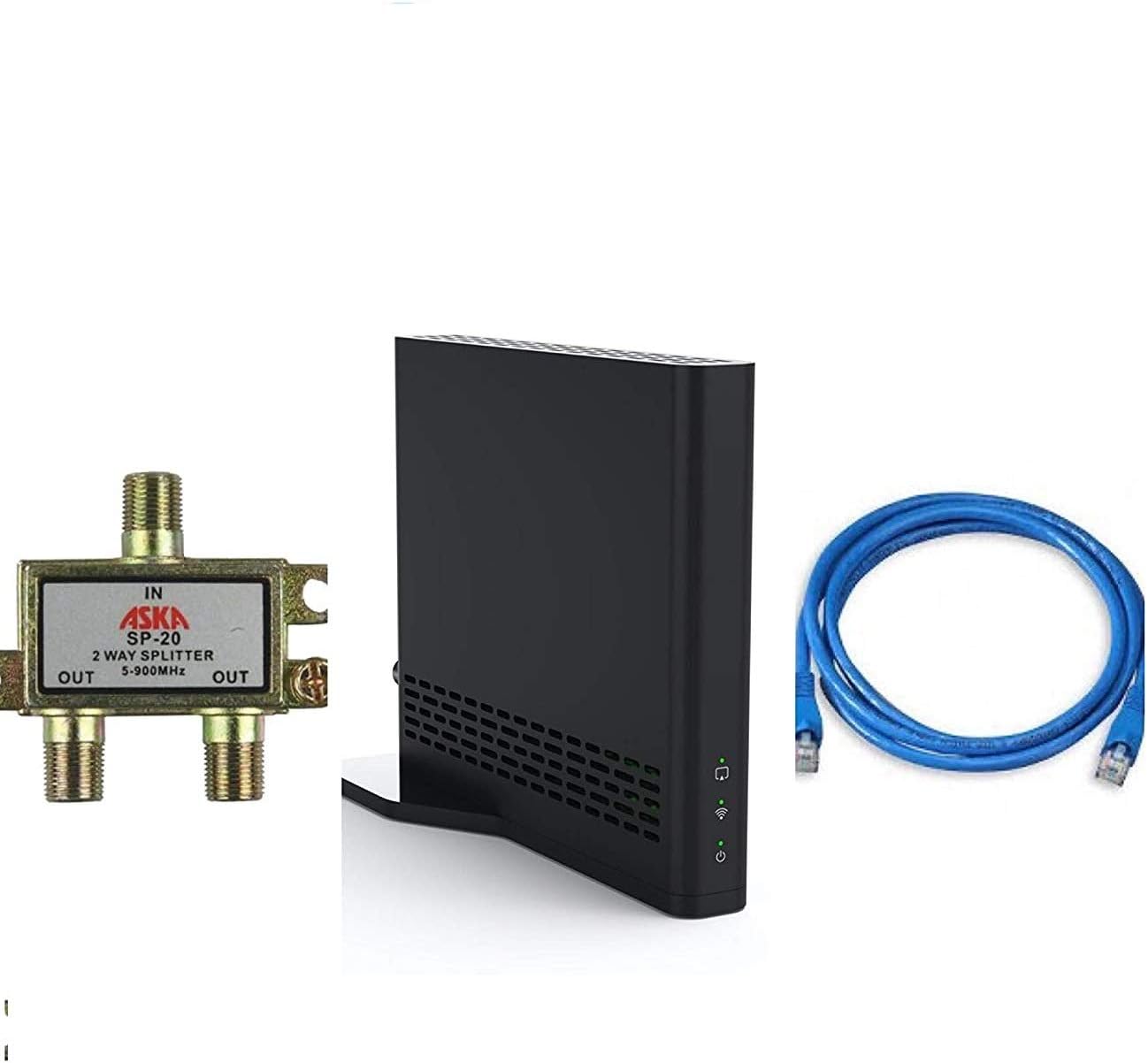 Dual-Tuner Local Channel Streamer with DVR Bundle with Cat5e UTP Cable and Coaxial Cable Splitter L40984