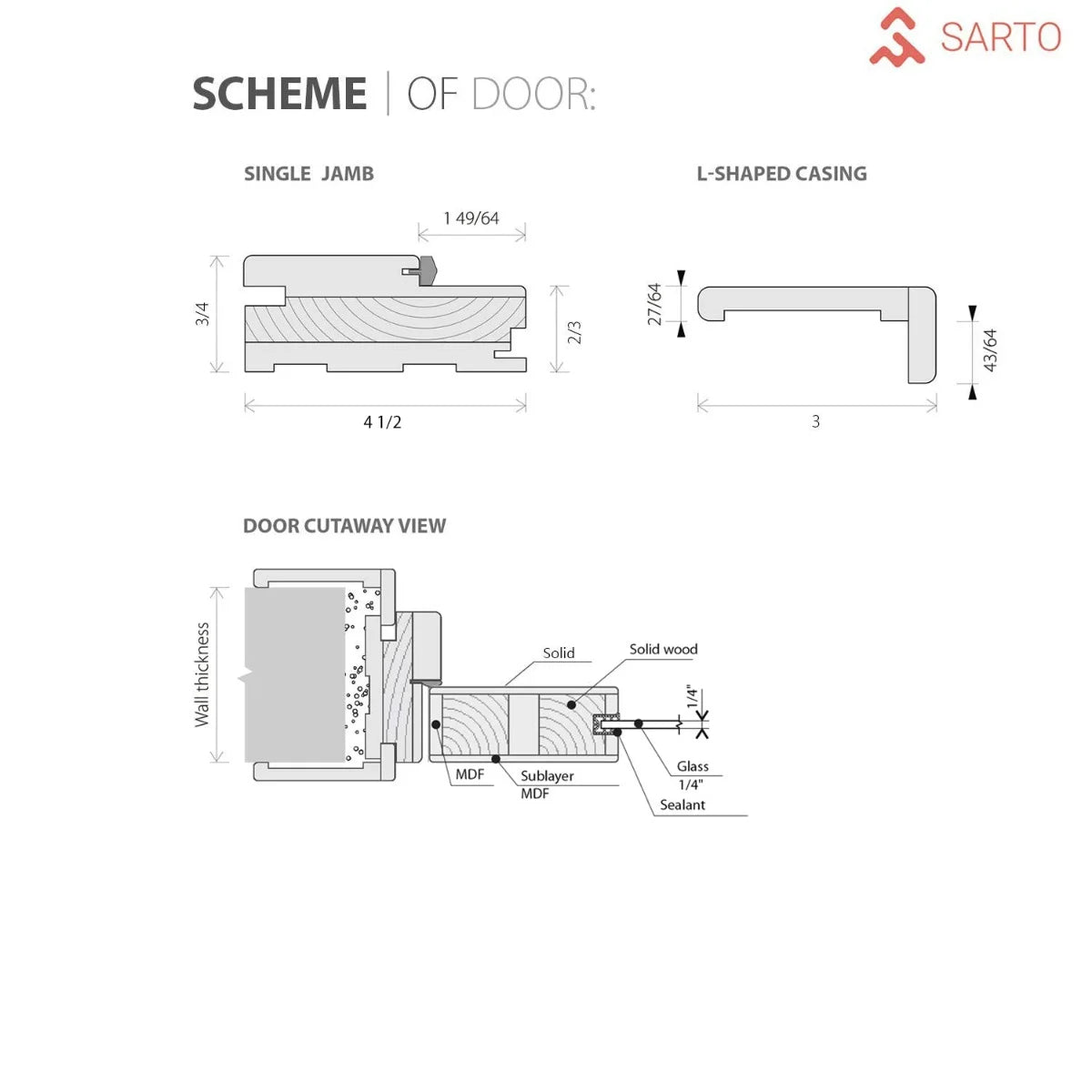 Solid French Double Doors 64 x 84 inches Grey Ash with Frosted Glass Wood Solid Panel Frame Trims D570
