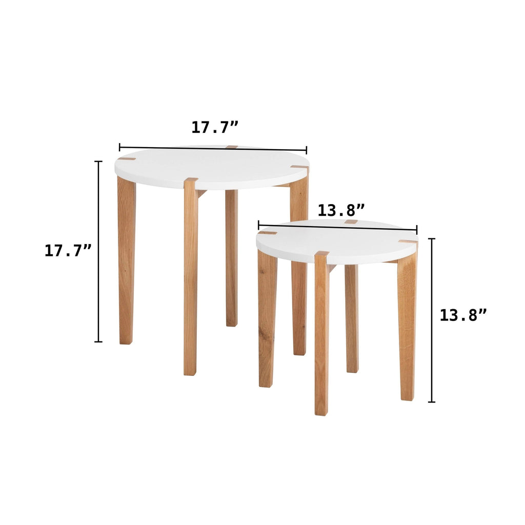 White Oak Round Nesting Side Tables (Set of 2) E772675