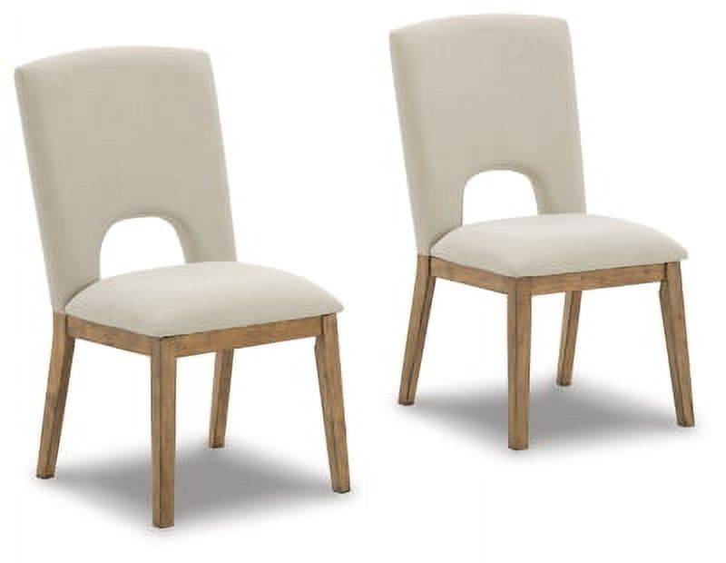 Light Brown & Beige Upholstered Side Chair, 2 Count F1605