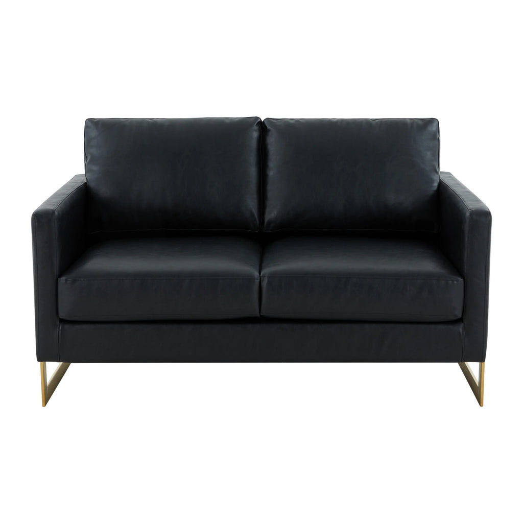 Black Leather Upholstered Loveseat A3363