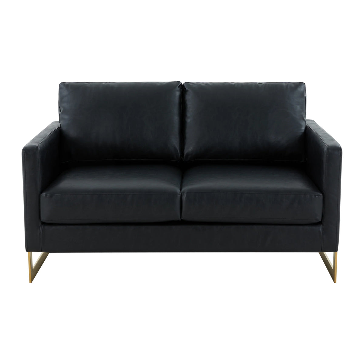 Black Leather Upholstered Loveseat A3363