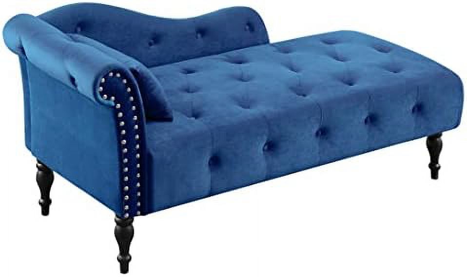 Grey Velvet Rolled Arm Chaise Lounge with Pillow F20608